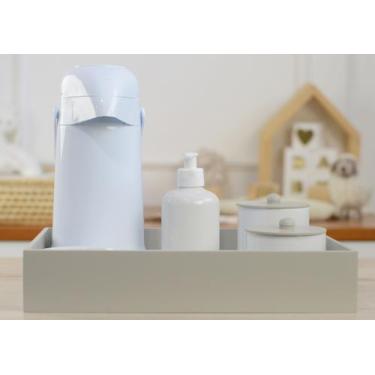 Imagem de Kit Higiene Bebê K064 Porcelanas Térmica Banho Quarto Cinza e Verde Sa