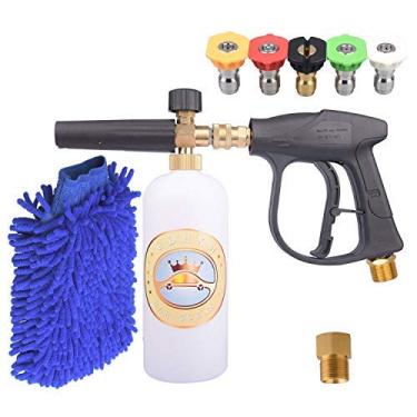 Imagem de GDHXW X-884 Kit completo para lavagem de carro de alta pressão pistola de espuma de neve espuma de espuma de espuma de canhão de espuma Blaster 2 adaptadores de conversão 5 bocais luvas de limpeza