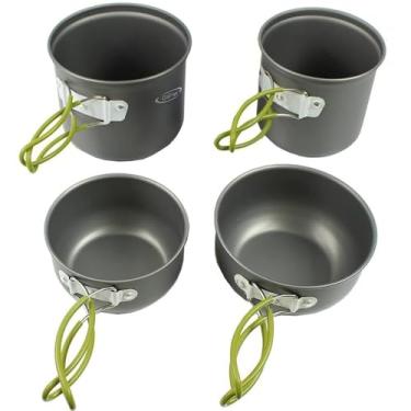 Imagem de G4Free Kit de utensílios de cozinha para acampamento 4/13 peças para caminhada, mochila, piquenique, tigela para cozinhar, conjunto de colheres para panela antiaderente, 4 Pcs(green), 4 PCS