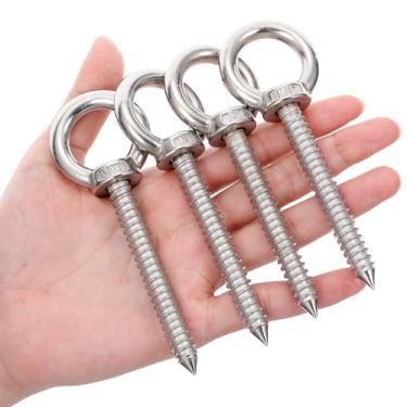 Imagem de JOUTYFOR Ganchos de olhal resistentes de 12 cm M10, capacidade de carga do parafuso de ilhó autorroscante, 317,5 kg, ganchos resistentes para suporte de rede, cadeira de balanço, ioga, uso interno e