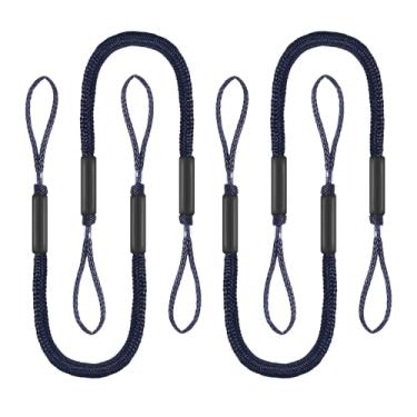 Imagem de Pacote com 4 linhas de doca elástica para barco com flutuadores de espuma e laço para ancoragem temporária rápida – Cordas elásticas de amarração de 1,2 m para pontão, barco Jon e vasos pequenos