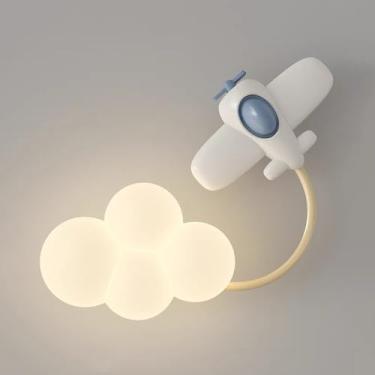 Imagem de Luminária de parede moderna para quarto infantil, arandela de parede em forma de nuvem de desenho animado, branca, 18 W, luminária de parede de cabeceira, ajustável em 3000 K/4000 K/6000 K,