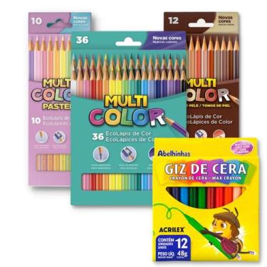 Imagem de Kit lápis de cor Multi Color 36 cores + tons de pele + tons pasteis + 