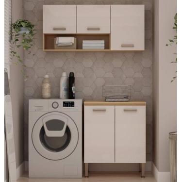 Imagem de Armário Multiuso Lavanderia Modulado Área de Serviço 3 peças 64 Acquaf