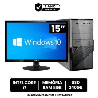 Imagem de Computador Pc Cpu Completo Intel Core I7 8gb Ssd 240gb Windows 10 Monitor 15 Led Hdmi Best Pc