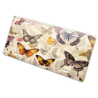 Imagem de Linda capa de placa de carro de inseto borboleta monarca (2) - etiqueta artística de alumínio para carro, à prova de ferrugem, design exclusivo novidade - 15 x 30 cm
