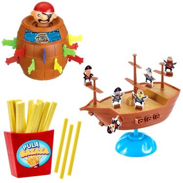 Imagem de Kit 3 Jogos Divertidos Pula Pirata Pula Batata e Equilibra Navio Pirata Infantil