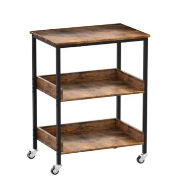 Imagem de Carrinho de Armazenamento Carrinho de micro-ondas de cozinha, carrinho de utilidades de cozinha com rolamento de 3 camadas sobre rodas Carrinho de café, carrinho de ilhas de cozinha de micro-ondas com