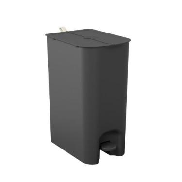 Imagem de Lixeira com Pedal Borboleta 20L Preto com Alça Bege Coza