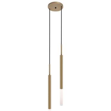 Imagem de Luminária Teto Pendente Tubo Duplo Difusor Cama Sala Bronze - Singleli