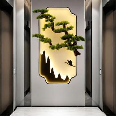 Imagem de Moderno LED Imagem Luz De Parede Chinesa Paisagem Criativa Pinho Mural Lâmpada De Arandela Para Sala De Estar Foyer Do Quarto Estudo Ou Casa (D H100CM)