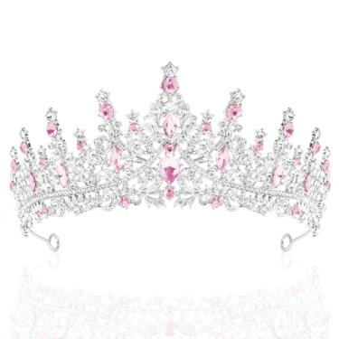 Imagem de TAROSE Coroas para mulheres e meninas, tiaras Queen Crystal Gold Silver com strass e pentes brancos, coroa de deusa para casamento, noiva, aniversário, princesa, chá de panela, acessórios de cabelo
