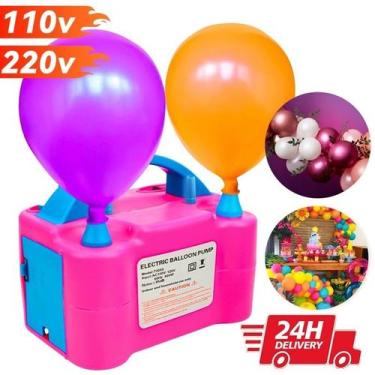 Imagem de Elétrica Inflador Compressor Bomba Balões Bexigas 2 Bicos Festas Infla
