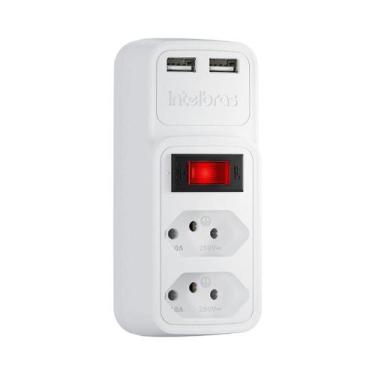 Imagem de Adaptador Elétrico Branco 2 Tomadas 2 USB EAC 202 - Intelbras