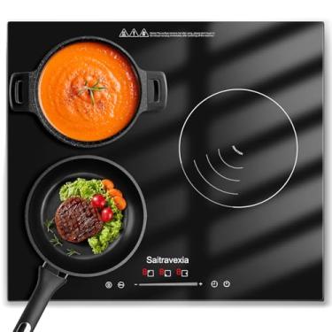 Imagem de Saitravexia Cooktop De Indução De 24 Polegadas, 3 Bocas, Fogão De Indução Embutido De 5400 W, Cooktop Elétrico Com 3 Bocas De Reforço De Potência, Trava Para Crianças, 9 Níveis De Potência, Tempori