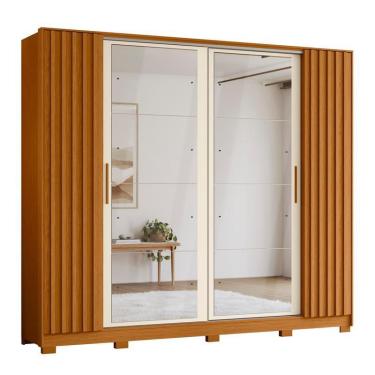Imagem de Guarda Roupa 4 Portas Jacarandá com 8 Espelhos Cinamomo / Off White - Albatroz