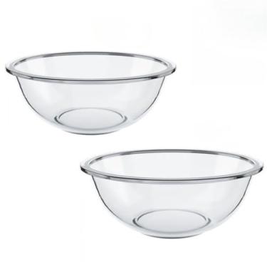 Imagem de Tigela De Vidro Preparo Saladeira 4 Litros Bowl Grande(KIT 3Litros + 4 Litros)