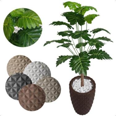 Imagem de Bananinha Artificial Folhas Verdes Grande Vaso Decoração - Flor de Men