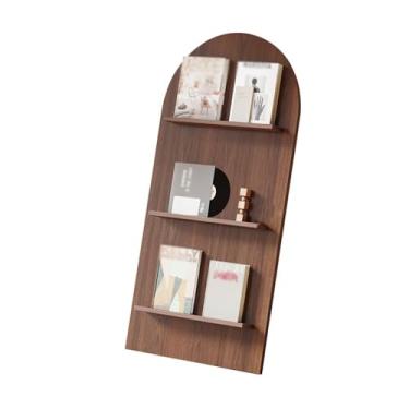 Imagem de Porta-jornais de chão Expositor de jornais, estante de chão, porta-revistas, porta-brochuras de parede, suporte para exibição de informações Porta-revistas de chão(Walnut)