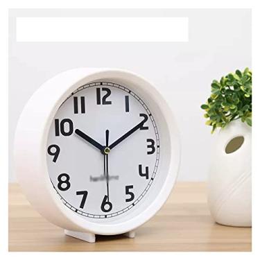 Imagem de Despertador quarto 15 cm redondo despertador com algarismos arábicos, silencioso sem tique-taque, luz de fundo, relógio de mesa operado por bateria relógio de cabeceira (cor: D) (1)