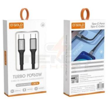 Imagem de Cabo Tipo C Turbo 60W 1 Metro Android e compativel IOS  A'gold CB-76