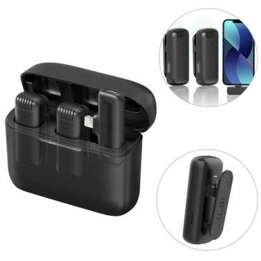 Imagem de Microfone Lapela Sem Fio Duplo Profissional Compatível iPhone XR 11 12