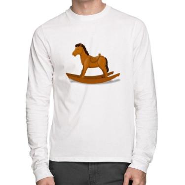 Imagem de Camiseta Algodão Cavalinho De Pau Manga Longa - Foca na Moda, Branco, 