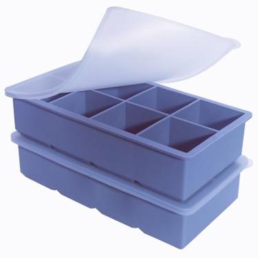 Imagem de Bandeja de silicone para freezer de 1/2 xícara com tampa – 2 moldes de silicone para freezer para preparação de refeições e congelamento de vários molhos e outros pratos, faz com que 16 porções de