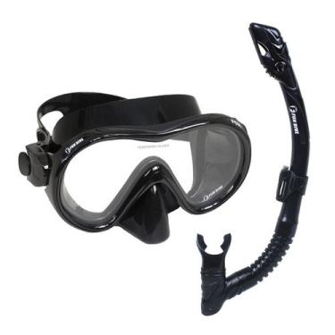 Imagem de Kit Dry Fox Fun Dive, Máscara Snorkel Dupla Válvula Mergulho, Preto