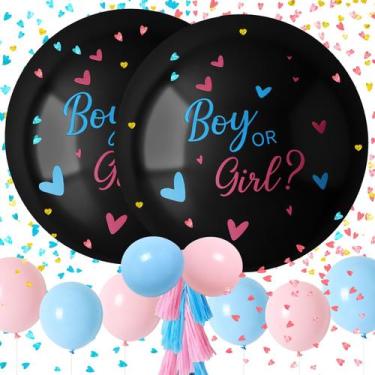 Imagem de Kit de balões Gender Reveal RUBFAC, 2 unidades, 36 Jumbo com confete
