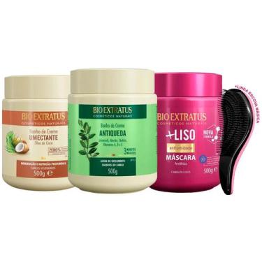 Imagem de Kit Máscaras Bio Extratus Coco Jaborandi +Liso 500g +Escova