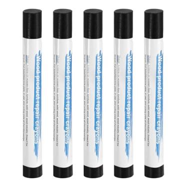 Imagem de HARFINGTON 5 peças de bastões de enchimento de madeira, cera de madeira, retoque de móveis, gizes de cera de reparo para madeira, preto