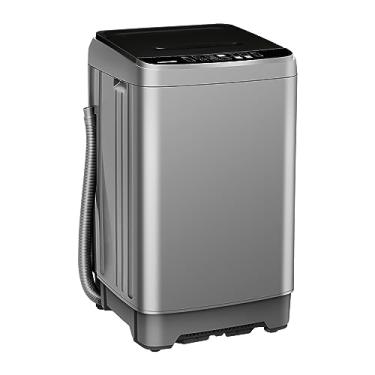 Imagem de Máquina de lavar totalmente automática com visor de LED, 10 programas e 8 seleções de níveis de água, lavadora de roupas compacta portátil com bomba de drenagem - cinza