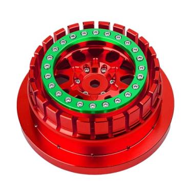 Imagem de BeaxTurbo Racing Upgrade Parts RC CNC Aluminum Beadlock Wheel V2 Proline Hyrax Tire for Traxxas UDR 1/7 RED 1pcs (red/Green)