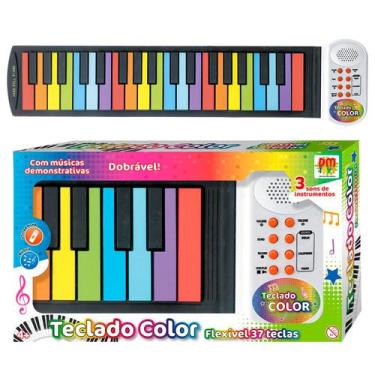 Imagem de Teclado Musical Infantil Dobrável Com Sons De Instrumentos E Teclas De