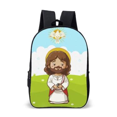Imagem de Mochila Escolar Infantil Avulsa Unissex Estampa Menino Jesus Fé Cristã