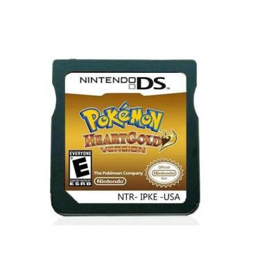 Imagem de Pokémon Pokémon Gold Heart Silver Soul Cartão de jogo NDS preto e bran