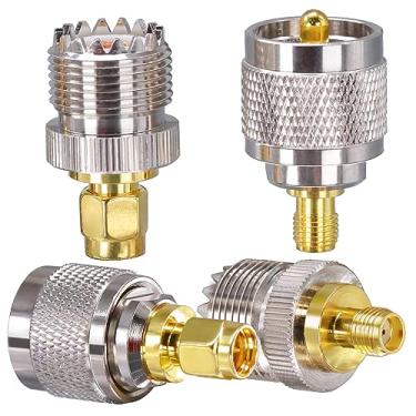 Imagem de Adaptador de antena de rádio SMA para UHF PL259 CB, conectores de cabo coaxial PL259 para SMA, kit de adaptador coaxial SO239 para SMA macho para fêmea, conjunto de 4 tipos para antenas FPV, cabo