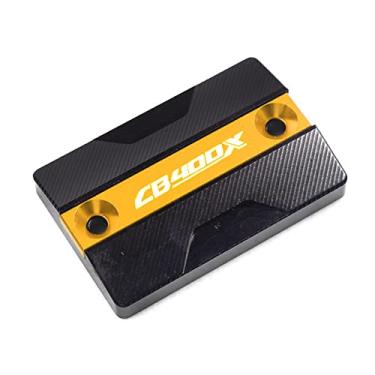 Imagem de Acc-Creativity Tampa do reservatório de fluido de freio dianteiro de alumínio para motocicleta, tampa do reservatório do cilindro mestre compatível com Honda CB400F CB400X CB500X (CB400X, dourado)