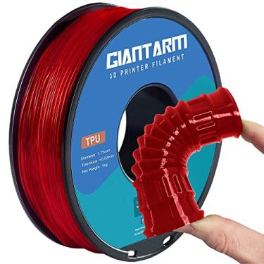 Imagem de GIANTARM Filamento de TPU vermelho, 1,75 mm de consumo flexível macio para impressora 3D, carretel de 1 kg 95A (1 kg), precisão dimensional +/- 0,05 mm