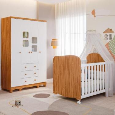 Imagem de Quarto de Bebê Completo Uli com Guarda Roupa 4 Portas 3 Gavetas e Berç