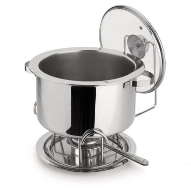 Imagem de Rechaud Aço Inox Banho Maria Com Bowl Embutido Grande 8,2 Litros Buffet Restaurante Sopa Feijão