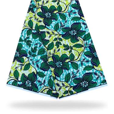 Imagem de Shenbolen Tecido de cera de impressão africana Kente pano Ankara 100% poliéster (1 jarda, K)