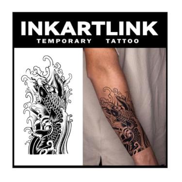 Imagem de INKARTLINK Tattoo Tech, 2 Folhas De Tatuagem Semipermanente Extragrande, Tatuagens Temporárias Com Design Arte Para Adultos, Duram 1 A Semanas, À Prova D'Água, Aparência Realista, Sem Adesivo, Refle