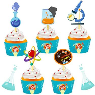 Imagem de LaVenty 40 Peças De Topos Cupcake Científicos, Decoração Para Festa, Lembrancinhas, Embalagens, Suprimentos Aniversário