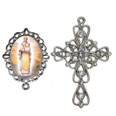 Imagem de Crucifixo Arabesco Terço de Noiva Relicario Nossa Senhora Salete Peças