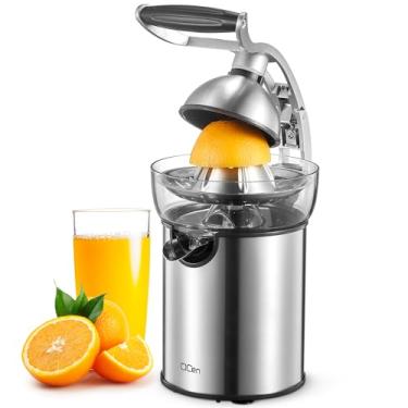 Imagem de QCen Electric Citrus Juicer Squeezer, Electric Juicer for Orange, Lemon and Limes with Rubber Handle and Two Size Cones, Anti-Drip Spout, Easy to Clean and Use, BPA Free, Black/Stainless Steel
