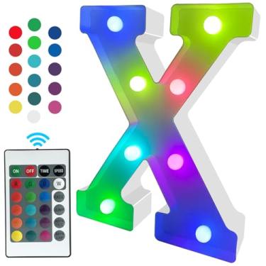 Imagem de Glintee Letreiros Com Luzes De Led, Iluminados A Bateria, Controle Remoto, Mudança Cor Para Parede, Quarto, Decoração Adesivo Parede Adolescentes (Letras Rgb)