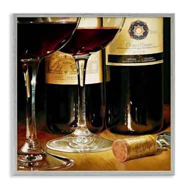 Imagem de Stupell Industries Design de arte giclée emoldurado cinza vintage com vista de vinho e cortiça por Stefano Ferreri, 12 x 12