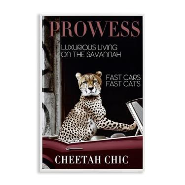 Imagem de Stupell Industries Prowess Cheetah Sports Car Branco Emoldurado Giclee Art Design por Sophie 6, 12 x 18